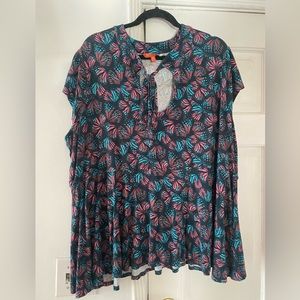 Modcloth Butterfly Pussybow Blouse Plus Size 3X